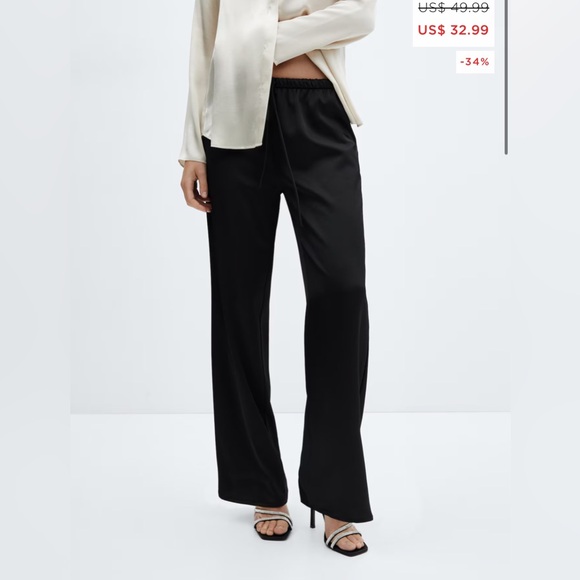 Stylish black satin pants from Mango - Picture 3 of 3